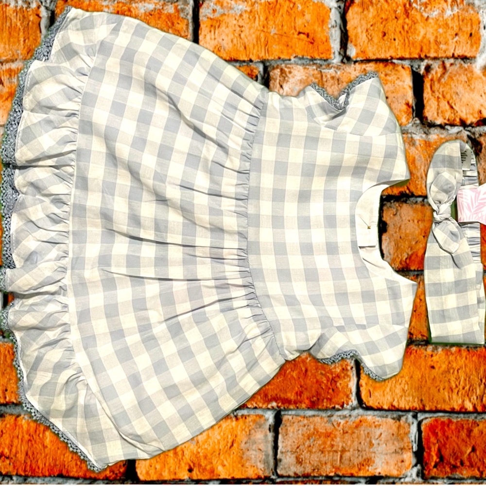 Tommy Bahama Girls Gingham Dress w/Head Band